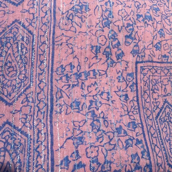 Pink & Blue Cotton Scarf - Picture 4 of 5